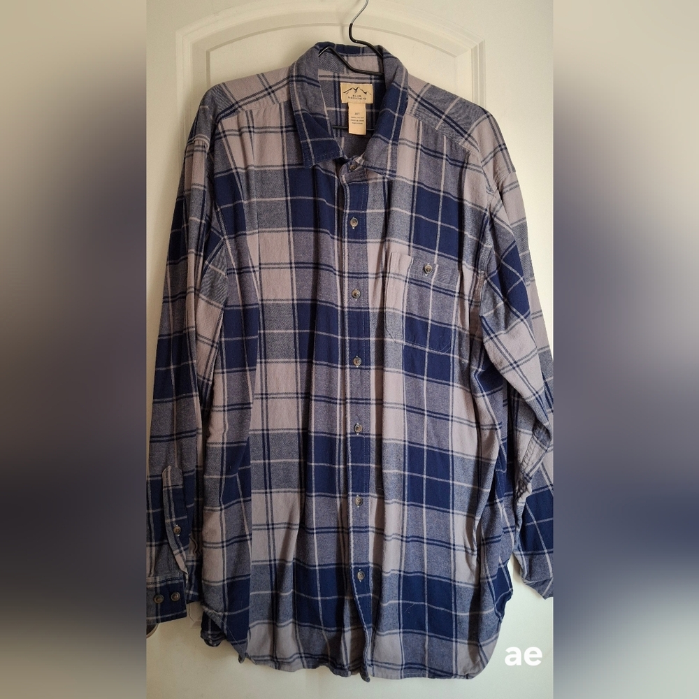 Blue Mountain Plaid Flannel Men's Shirt Sz 2XT Casual Oitdoors Work Casual Barnc